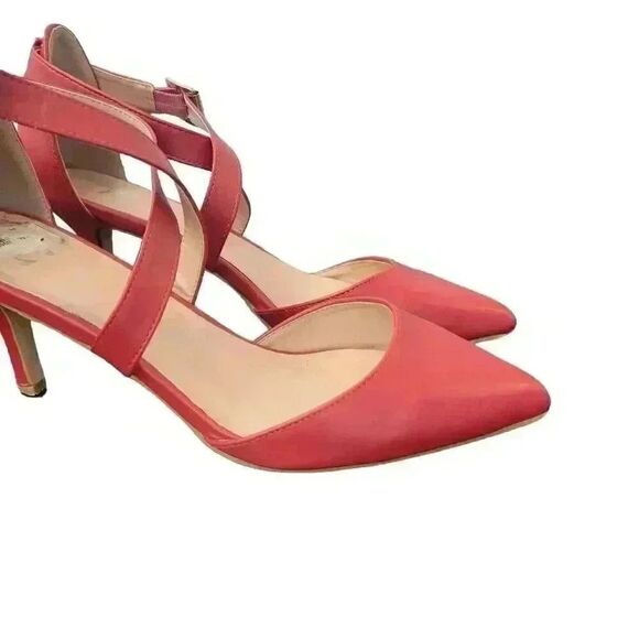 TG Women's Red Faux Leather 2" Pumps with Ankle Straps - Picture 4 of 11